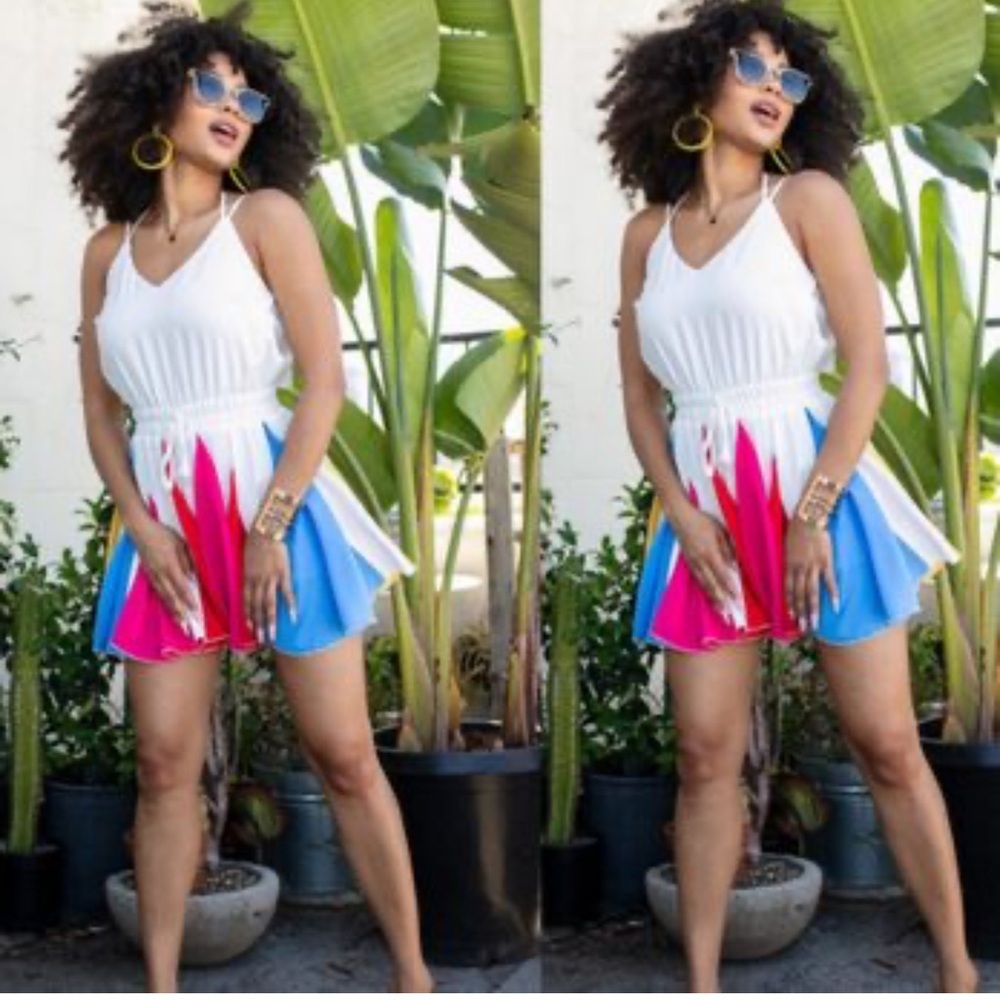 MAINSTRIP large ladies summer sundress with built in shorts ROMPER fit and flare